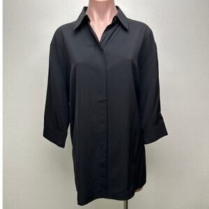 The Row Elada Wool-Blend Shirt Black Women’s US 10 3/4 Sleeve